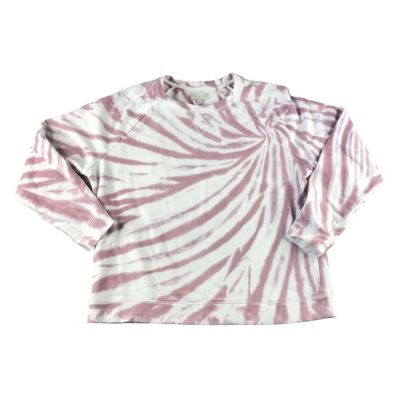 Lucky Brand Pink Tie Dye Crew Neck Raglan Sleeve Pull Over Sweatshirt Boho - Picture 1 of 10
